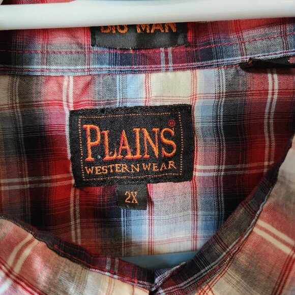 2x VTG Ely Plains BIG MAN Plaid Pearl Snap Short Sleeve Western Shirt Size 2X - Picture 4 of 16